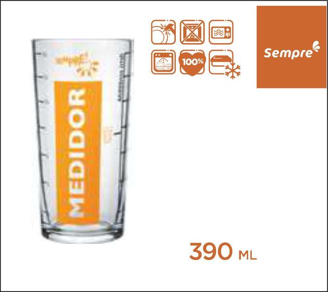 Imagem de Copo  Medidor De Vidro 390ml - Com Escala Para Alimentos