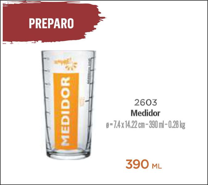 Imagem de Copo  Medidor De Vidro 390ml - Com Escala Para Alimentos