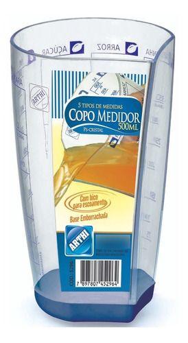 Imagem de Copo Medidor Graduado Acrílico Base Emborrachada 500ml Arthi