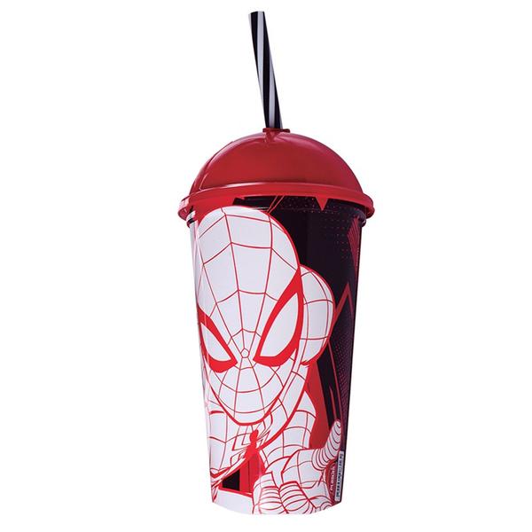 Imagem de Copo Milk Shake Homem Aranha Com Canudo Reutilizável 500ml