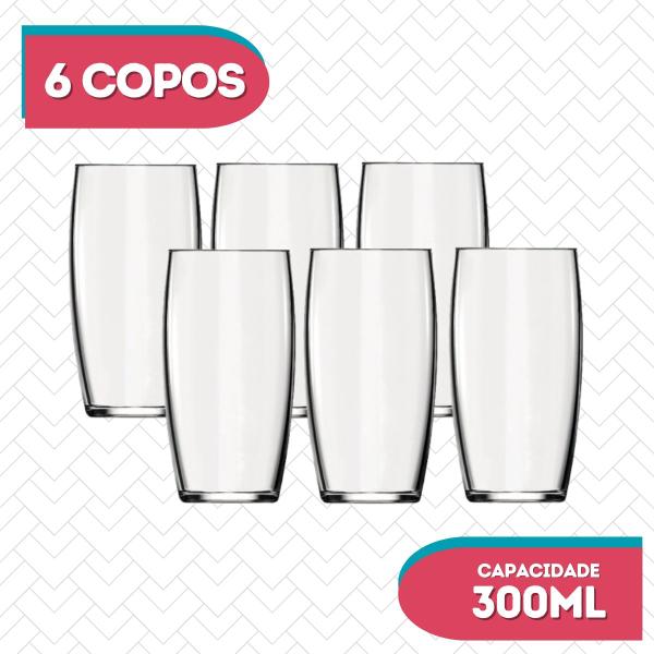 Imagem de Copo Oca 300ML Vidro Resistente Suco Agua Transparente 6 Un