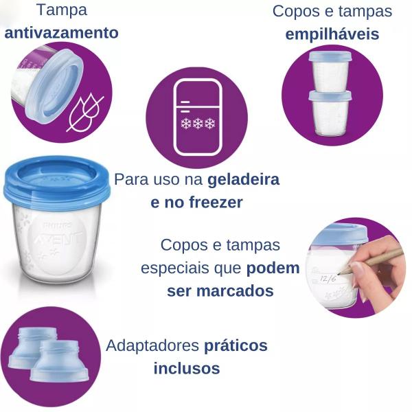 Imagem de Copo Para Armazenamento De Leite Materno Avent 22 Peças Philips