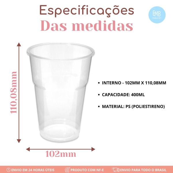 Imagem de Copo Para Festas e Eventos Cristal Sem Tampa 400ml - 90un