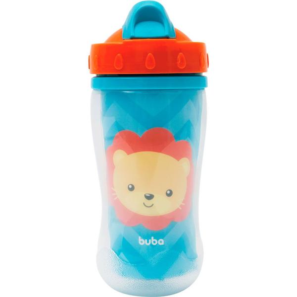 Imagem de Copo Parede Dupla com Canudo Animal Fun Leão 280ml Buba 12085