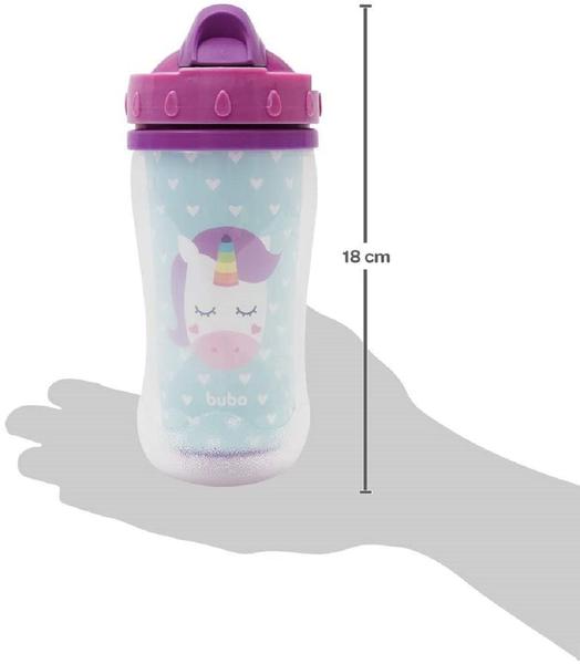 Imagem de Copo Parede Dupla com Canudo Fun Unicórnio 320ml 12088 - Buba