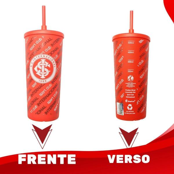 Imagem de Copo Plástico Vermelho Tampa Canudo 500Ml Infantil Bebidas