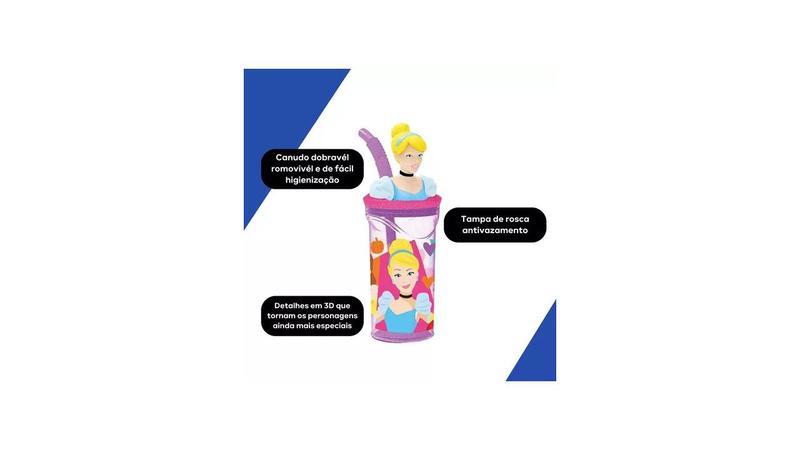 Copo Princesas 3D Infantil Disney c/ Canudo 360ML - Tuut - Yangzi Imagem de Copo Princesas 3D Infantil Disney c/ Canudo 360ML - Tuut