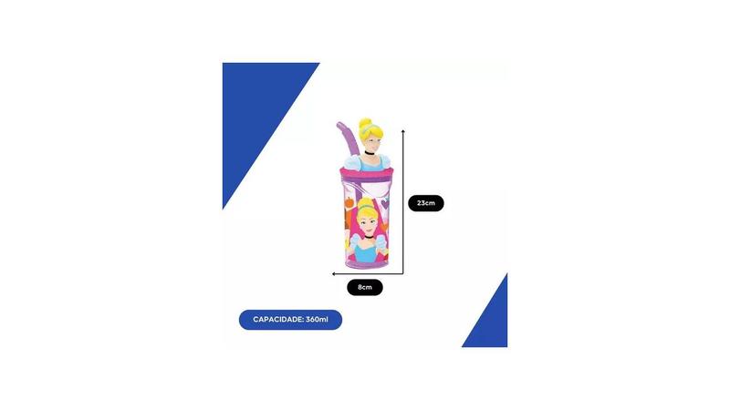 Copo Princesas 3D Infantil Disney c/ Canudo 360ML - Tuut - Yangzi Imagem de Copo Princesas 3D Infantil Disney c/ Canudo 360ML - Tuut