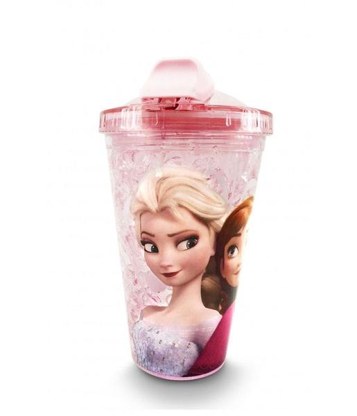 Imagem de Copo Rosa Com Canudo E Tampa Gel Congelante Anna & Elsa Frozen 450ml - Disney