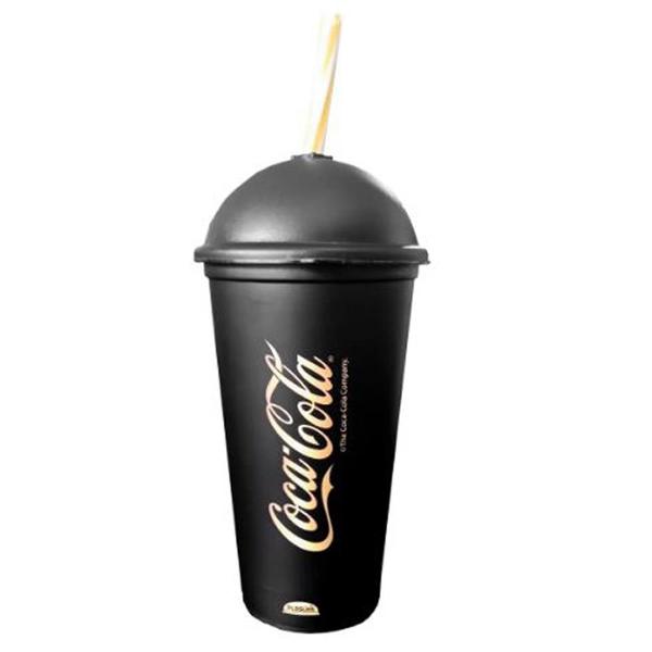 Imagem de Copo shake coca cola com tampa e canudo 500 ml.