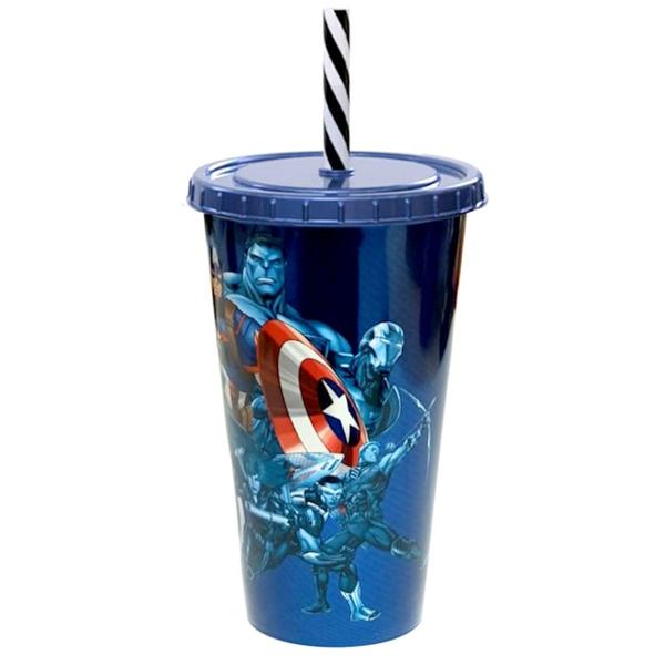 Imagem de Copo Shake Com Canudo Infantil Do Capitão América 500ml Kit C/2