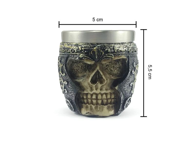 Imagem de Copo Shot Decorativo Colecionável Medieval Caveira Guerreiro Viking Para Tequila Vodka Whisky