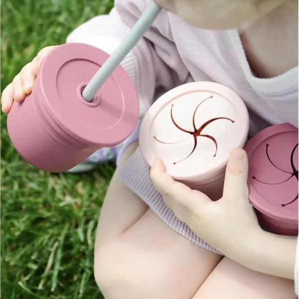 Imagem de Copo Snack com Canudo Silicone Sip + Snack Velvet Rose e Grey - Minikoioi