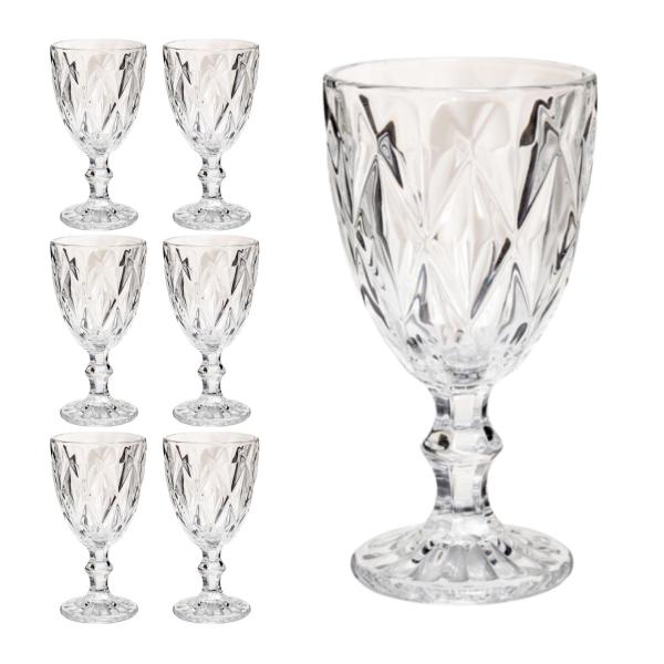 Copo Taça Vidro Diamante Transparente Para Agua 300ml 6Un - VARI TUDO Copo Taça Vidro Diamante Transparente Para Agua 300ml 6Un - VARI TUDO