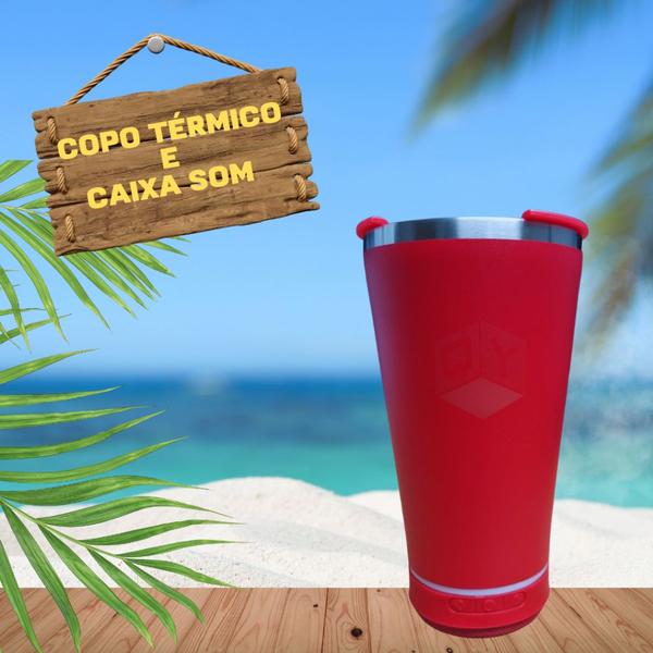 Imagem de Copo Termico 420ml Caixa Som Bluetooth Tampa Abridor Cerveja