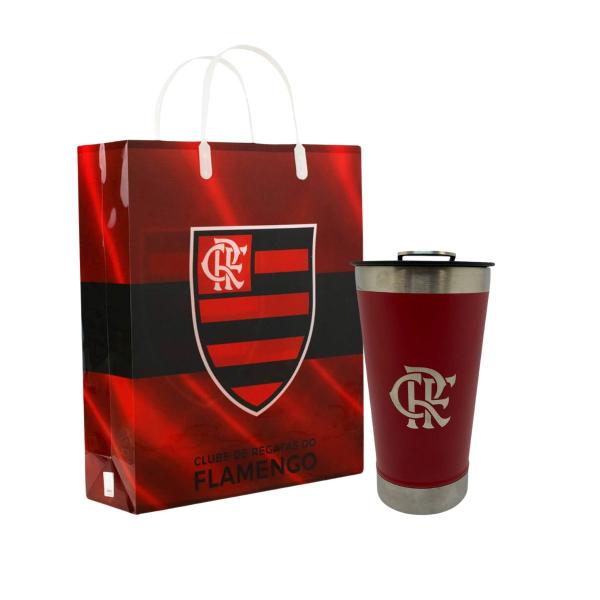 Imagem de Copo Térmico 500Ml c/ Abridor e Sacola Presente Flamengo