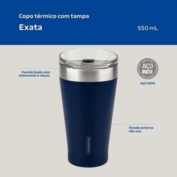 Imagem de Copo térmico Aço Inox Azul Com Tampa 500ml Tramontina