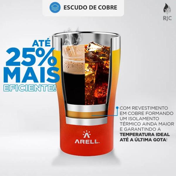 Imagem de Copo Térmico Arell Tulip Pint Inox 473ml com Tirante Porta Copo