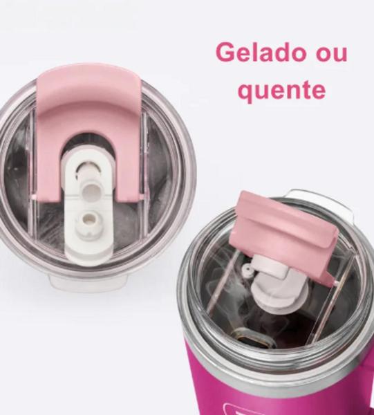 Copo Térmico Big T 630ml com canudo Beijo (Rosa) Tupperware - Copo