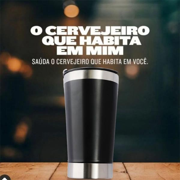 Imagem de Copo Térmico C/tampa Cerveja Chopp Inox