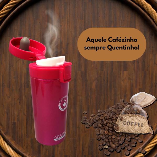 Imagem de Copo Termico Cafe Infusor Rosa Garrafa Caneca Vacuum 380Ml