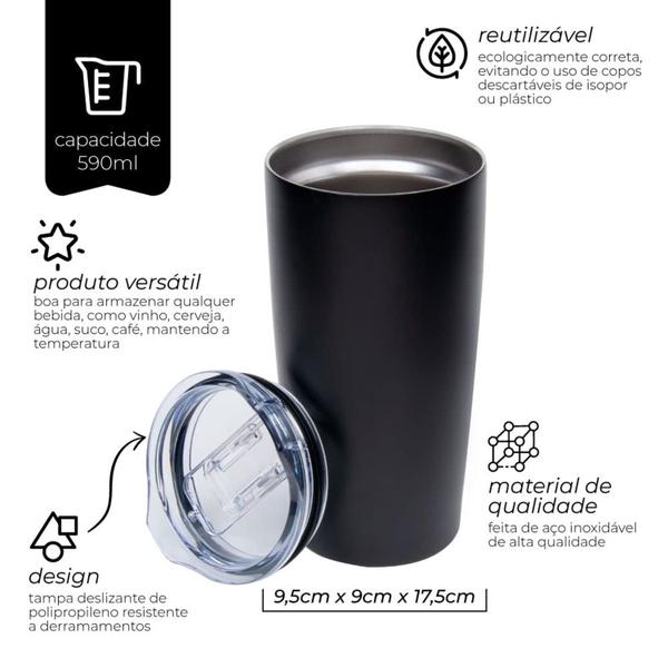 Imagem de Copo Térmico Cerveja Chopp Bebidas Geladas Quentes 590ml - Mimo