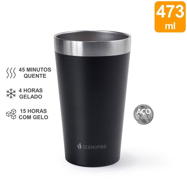 Imagem de Copo Térmico Cerveja Termopro 473 ml Preto