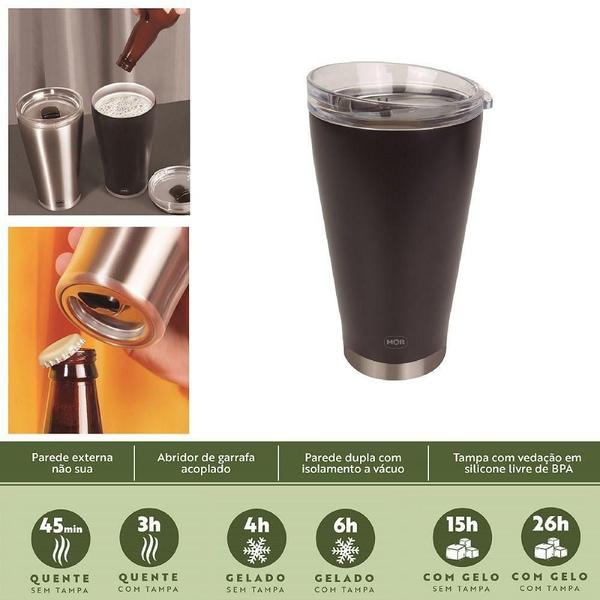 Imagem de Copo Térmico Com Tampa 700ml Mor Original Cerveja Chopp Inox