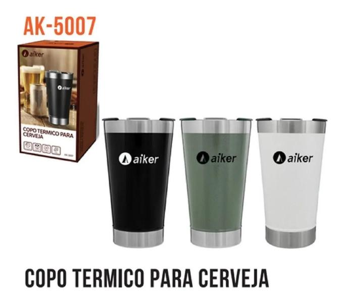 Imagem de Copo Térmico Com Tampa E Abridor 473Ml Aço Inoxidáve Aiker