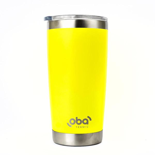 Imagem de Copo Térmico com Tampa e Abridor 591ml Amarelo Neon-Oba Térmic