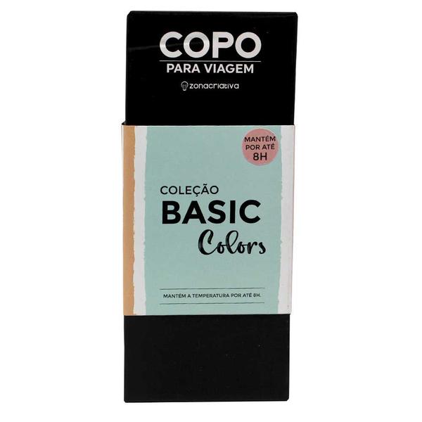 Imagem de Copo Térmico Com Tampa Preto Basic Colors Para Viagem 400ML