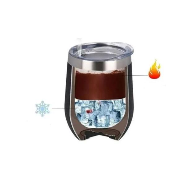 Imagem de Copo Térmico Cuia 360ml Inox Tampa Oval Bebida Quente e Fria 5817