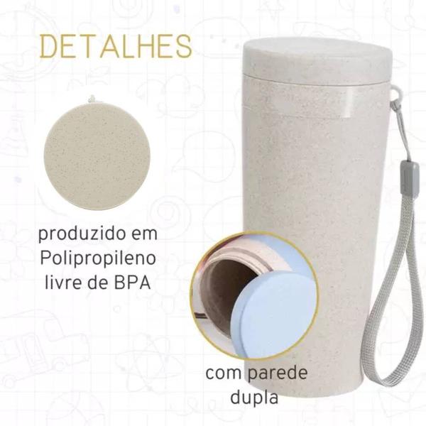 Imagem de Copo Térmico de Bambu com Camada Dupla e Alça Lyor 310ml