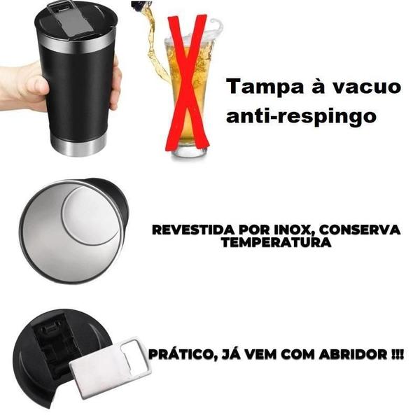 Imagem de Copo Térmico De Cerveja Aço Inox 473Ml Com Abridor