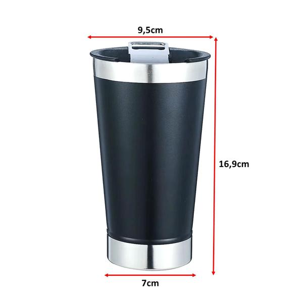 Imagem de Copo Térmico De Cerveja Aço Inox 473ml Com Tampa Copo Térmico Cerveja AK5007