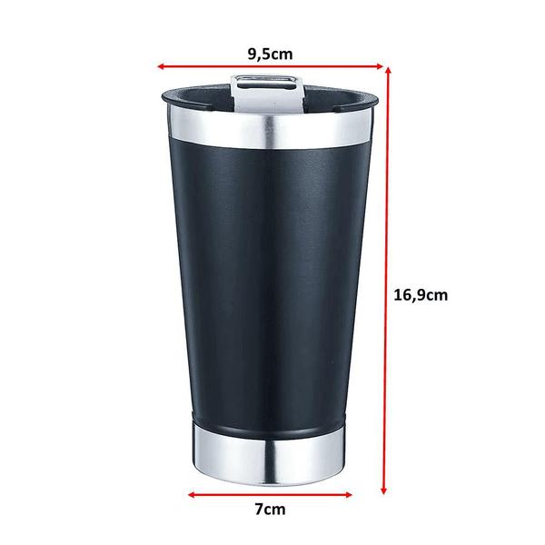 Imagem de Copo Térmico De Cerveja Aço Inox 473ml Com Tampa Copo Térmico Cerveja AK5007PR