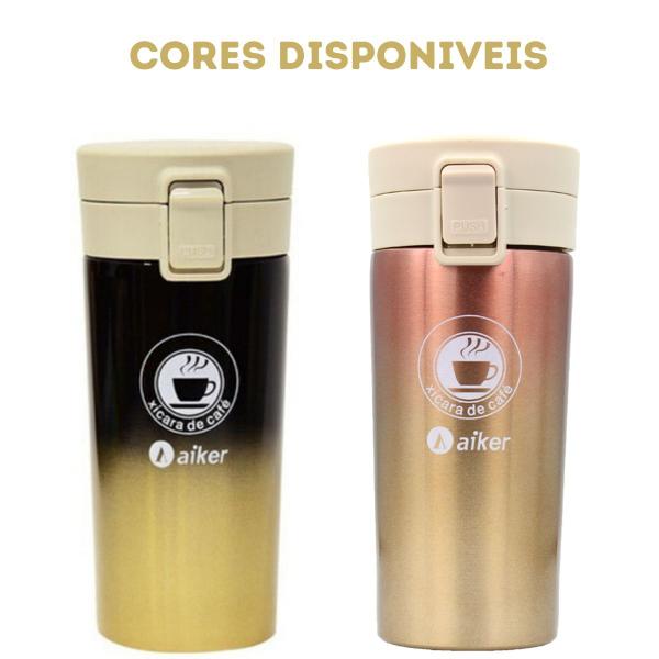 Imagem de Copo Térmico De Cerveja Inox C/ Tampa 380 ml -Premuim gold 