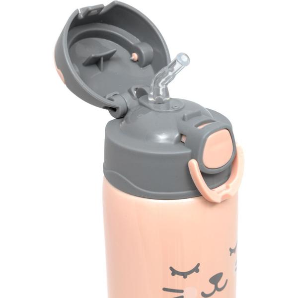 Imagem de Copo Térmico Infantil Parede Dupla Com Canudo 400ML Gumy Bege 18062 - Buba