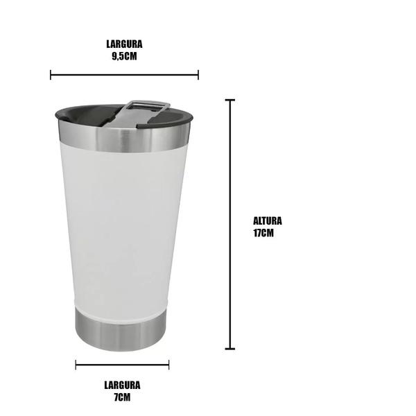 Imagem de Copo Térmico Inox de Cerveja Café Chá Com Tampa Conservável Frio ou Quente 473ml 030