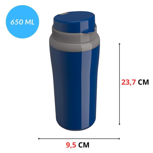 Imagem de Copo Térmico Miami Azul Academia 650ml Parede Dupla Unitermi