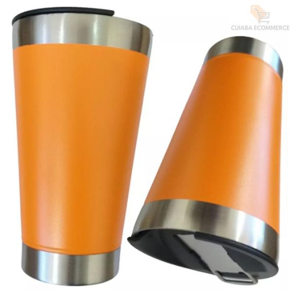 Copo Termico Orange para Beber Terere Com a tampa - A.R Variedades MT Imagem de Copo Termico Orange para Beber Terere Com a tampa