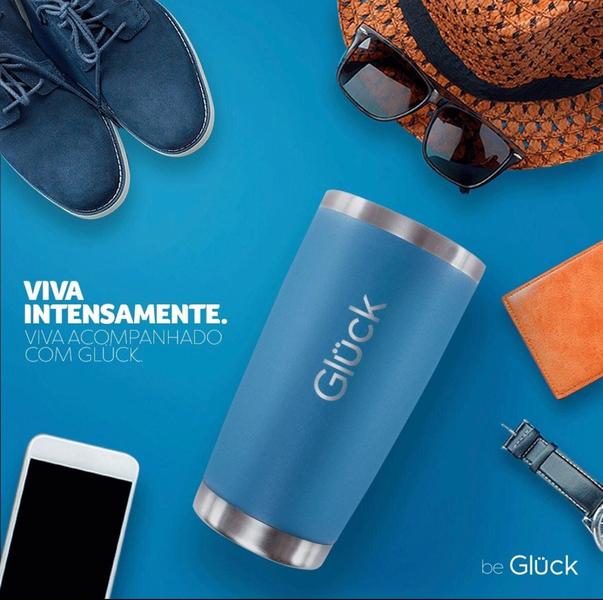 Imagem de Copo Termico Para Cerveja Com Tampa Lucky 591ml Porsche Blue - Gluck