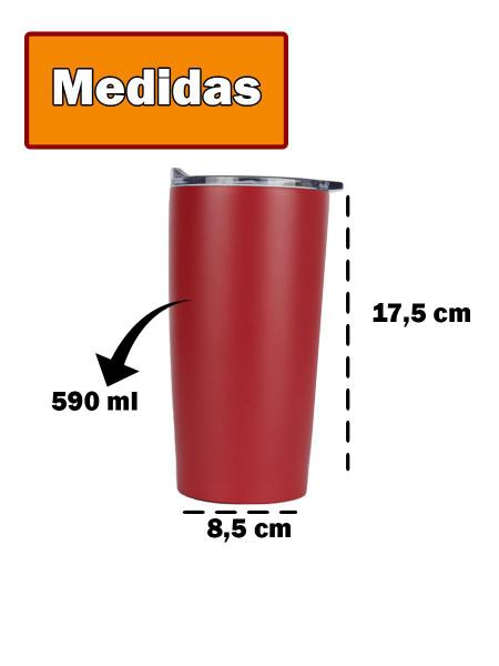 Imagem de Copo Térmico Parede Dupla Em Aço Inox Vermelho Tampa 590ml a vácuo cerveja anti vazamento café gelados quentes