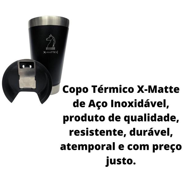 Imagem de Copo Térmico Preto Cerveja Chopp Café Inox Tampa Abridor 473ml