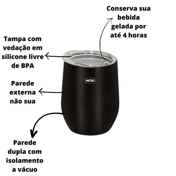 Imagem de Copo Térmico Preto De 360ml Com Tampa 008041 - Mor