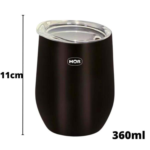 Imagem de Copo Térmico Preto De 360ml Com Tampa 008041 - Mor