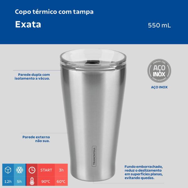 Imagem de Copo Térmico Tramontina Original Cerveja Chopp Café 550ml Tampa