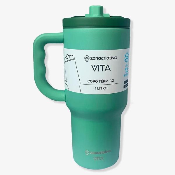 Imagem de Copo Térmico Tumbler Vita Canudo E Alça 1L  Zona Criativa