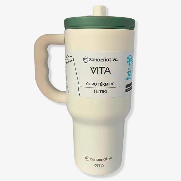 Imagem de Copo Térmico Tumbler Vita Canudo E Alça 1L  Zona Criativa