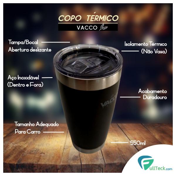 Imagem de Copo Térmico Vacco Therm 550ml Inox Com Tampa Para Cerveja